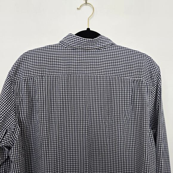 J. Crew Shirt Mens Size L Navy White Gingham Check Button Down Classic Cotton - Picture 6 of 8